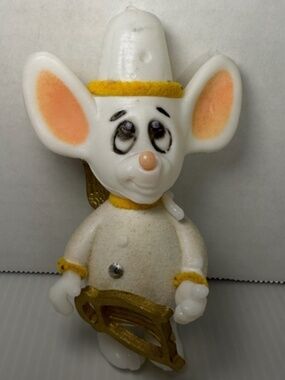 Vtg JASCO Merry Mice Mouse White Angel Flocked Christmas Ornament Hong Kong 1979